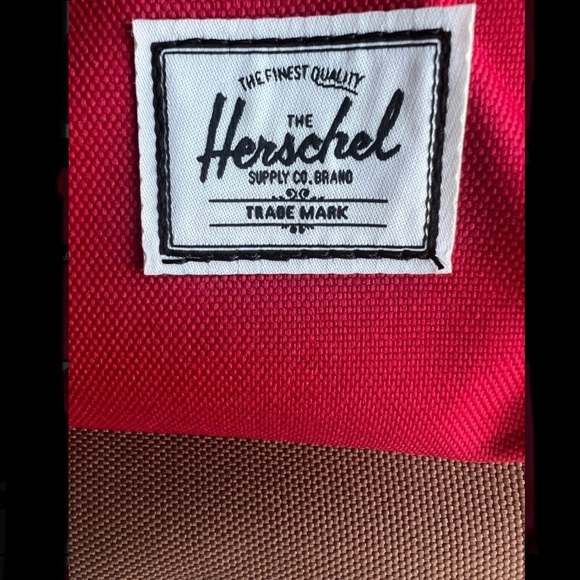 Herschel Heritage Backpack Red/Saddle Brown School Laptop Bag Travel - Picture 7 of 8